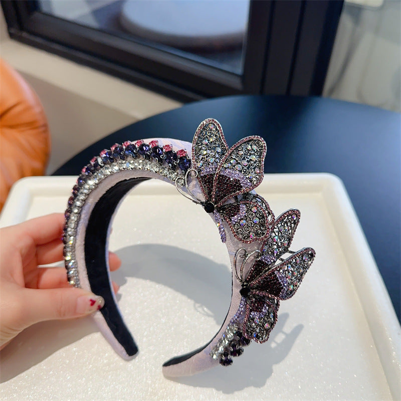 Butterfly Rhinestone Sponge Headband L4431