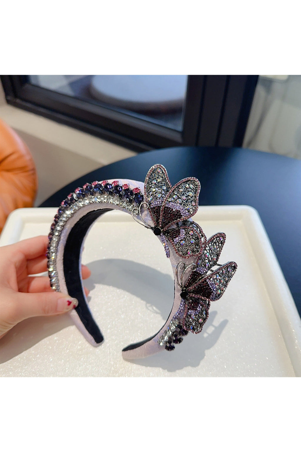 Butterfly Rhinestone Sponge Headband L4431