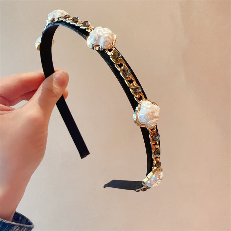 Pearl Chain Rhinestone Headband L4434