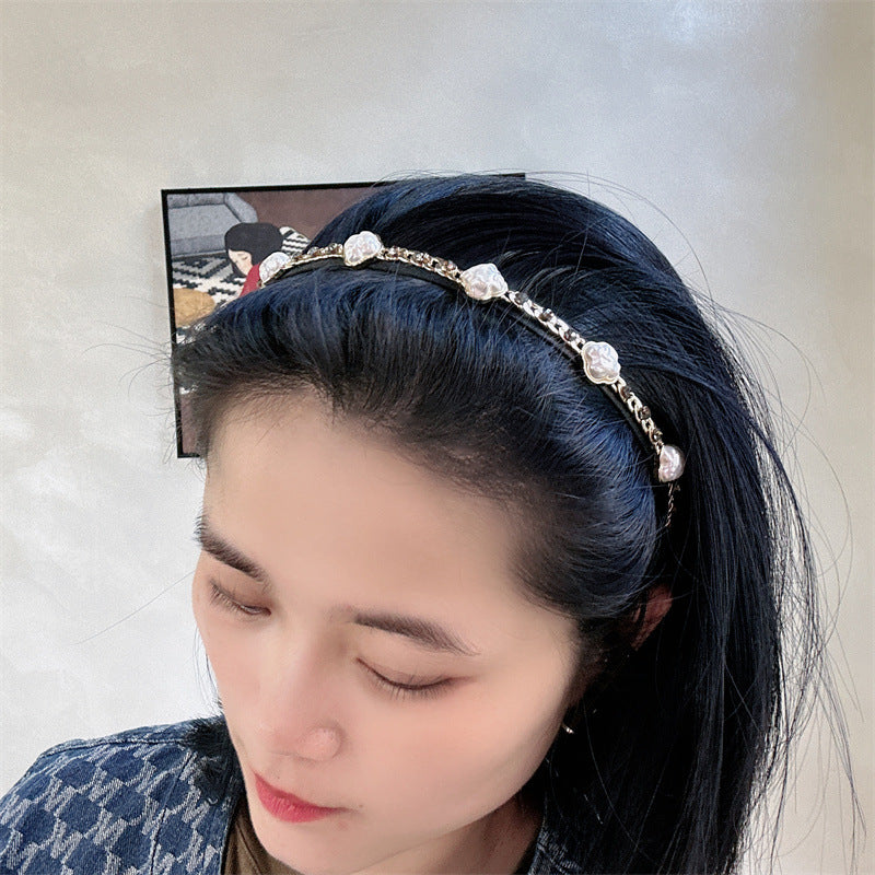 Pearl Chain Rhinestone Headband L4434