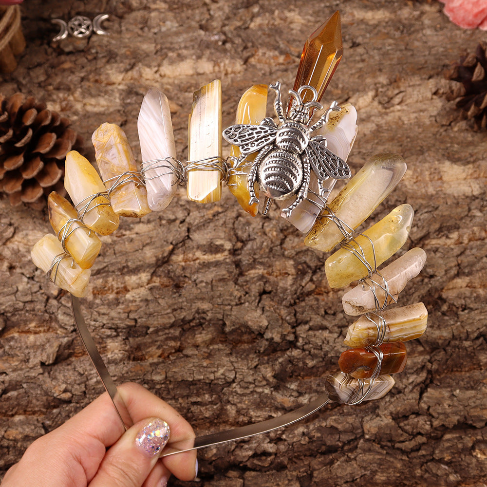 Yellow Quartz Crown Headband L4481
