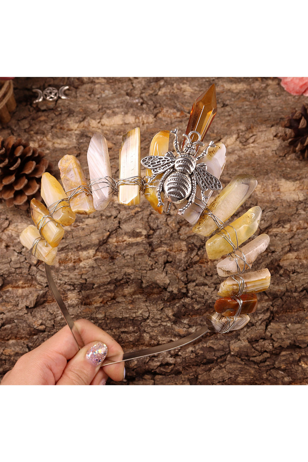 Yellow Quartz Crown Headband L4481