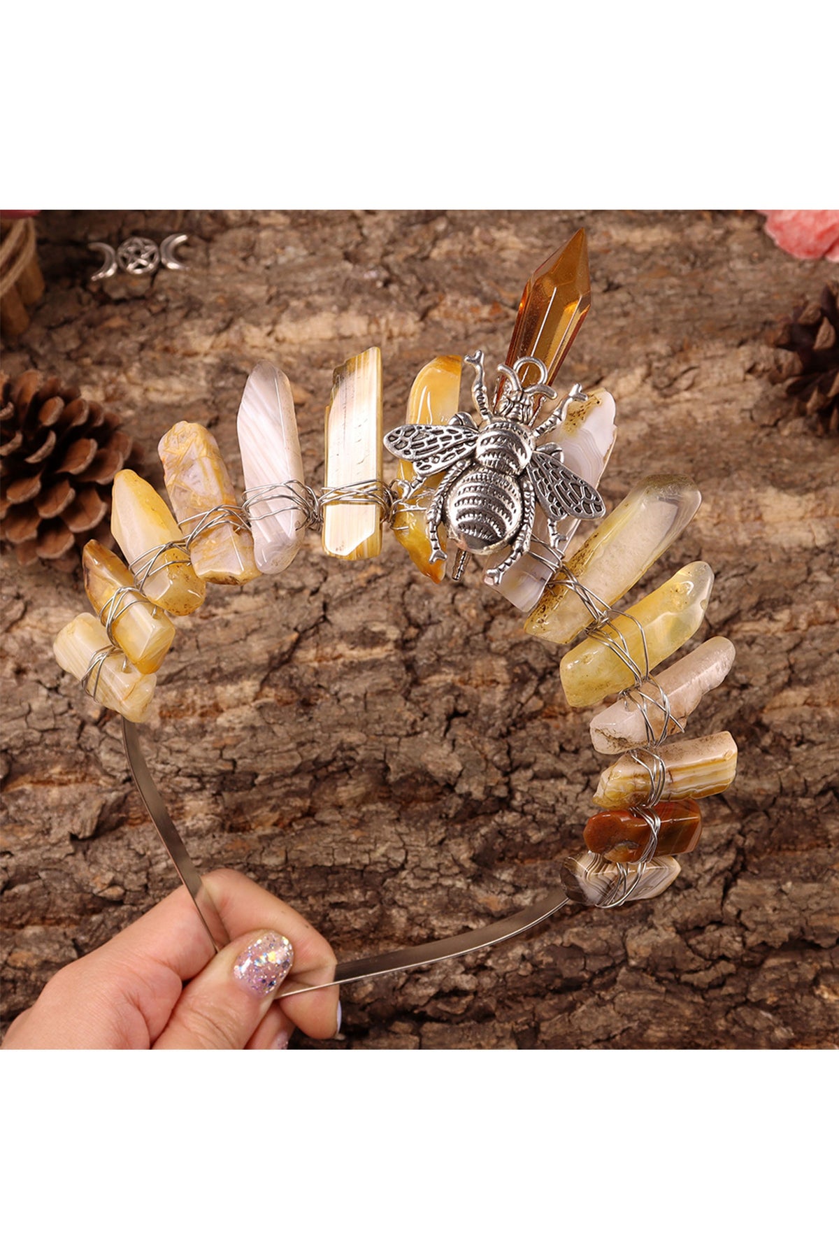 Yellow Quartz Crown Headband L4481