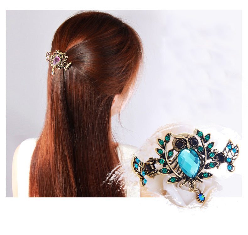 Owl Rhinestone Hair Clip L4491