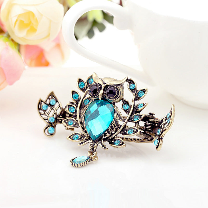 Owl Rhinestone Hair Clip L4491