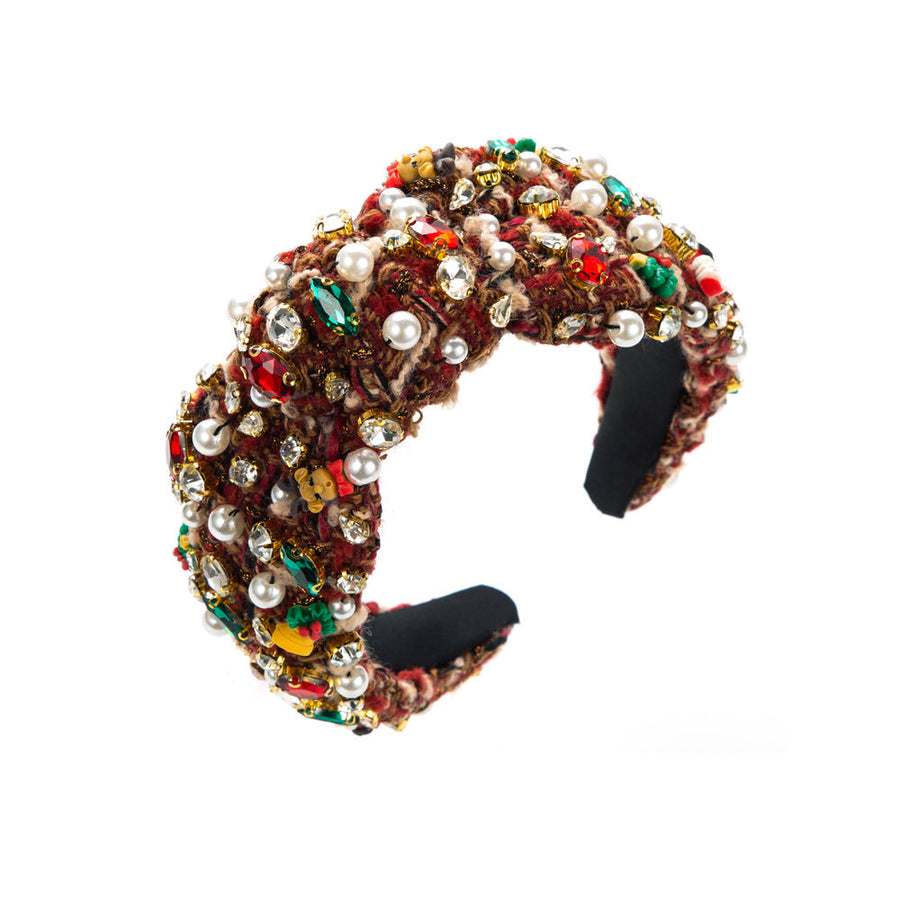 Christmas Tree Pearl Rhinestone Headband L4500