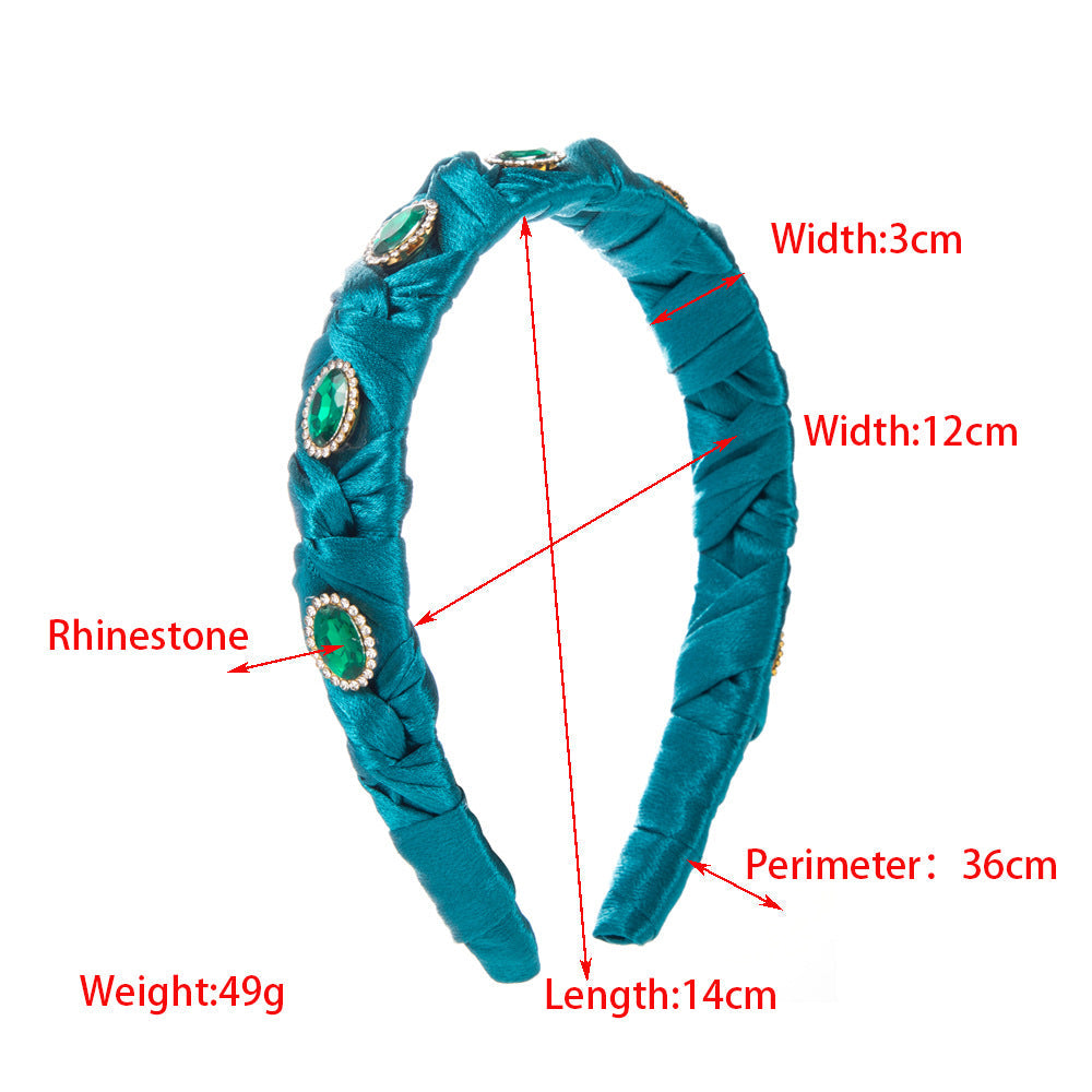 Rhinestone Braided Fabric Headband L4556