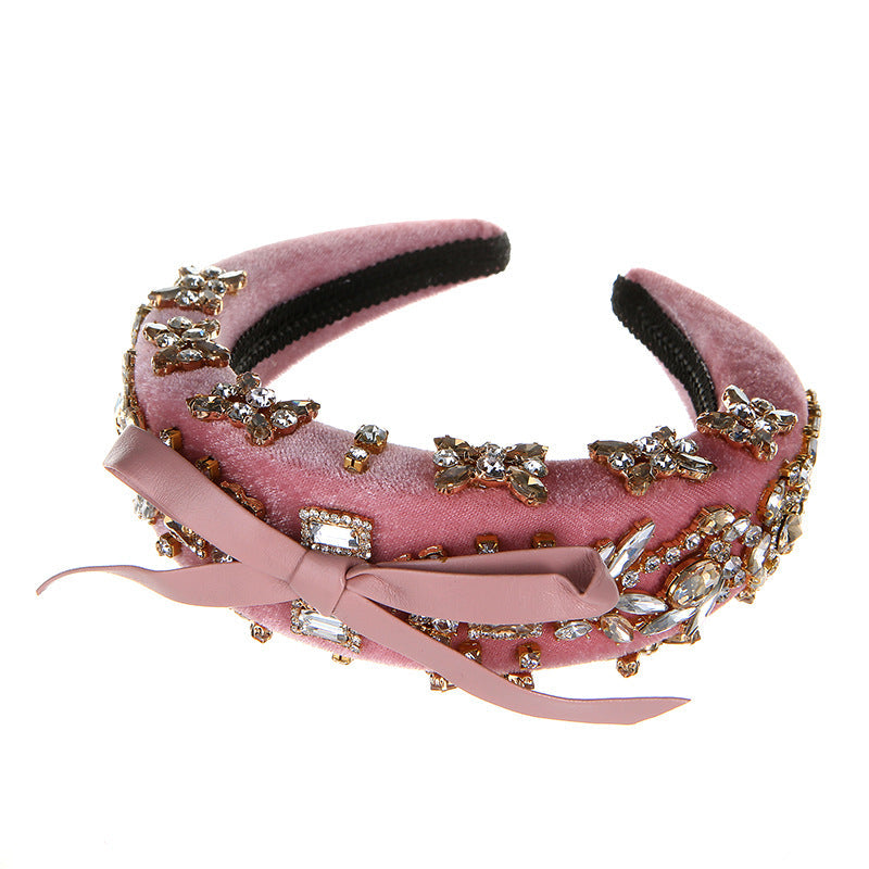 Bow Butterfly Rhinestone Sponge Headband L4560