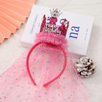 Brithday Crown Headband With Gauze L4566