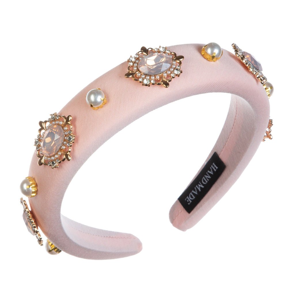 Baroque Rhinestone Pearl Sponge Headband L4596