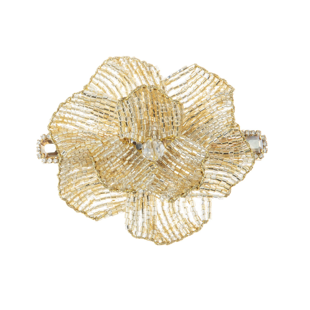 Flower Seed Bead Hair Frenchbarrette L4598