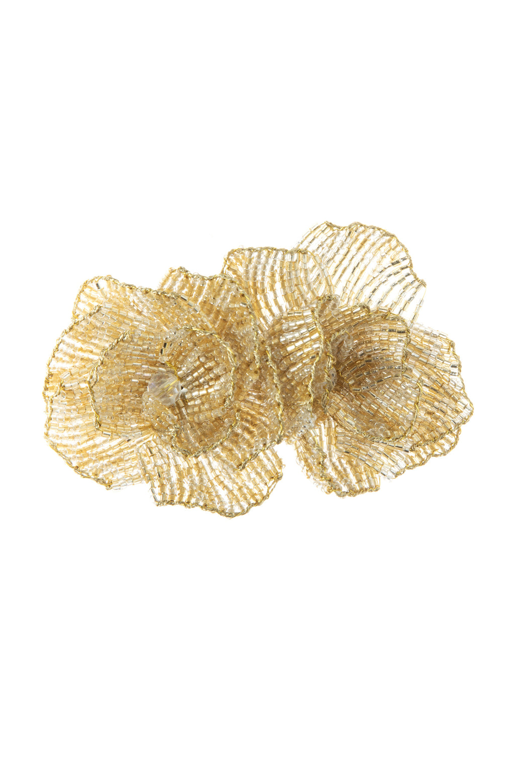 Two Flower Seed Bead Hair Clip L4600