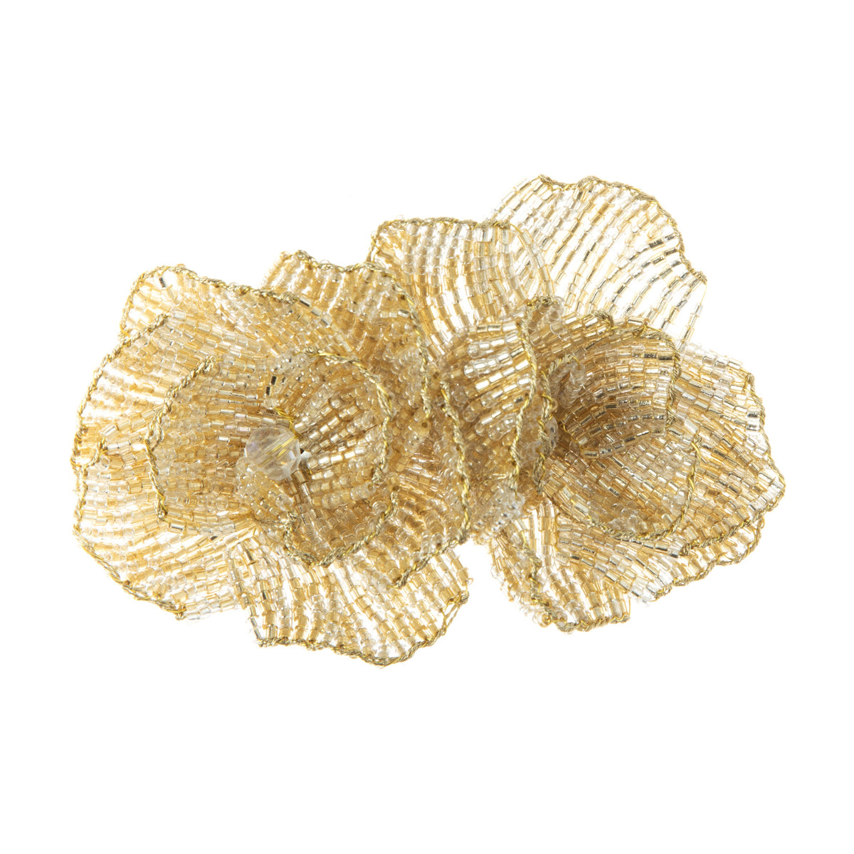 Two Flower Seed Bead Hair Clip L4600