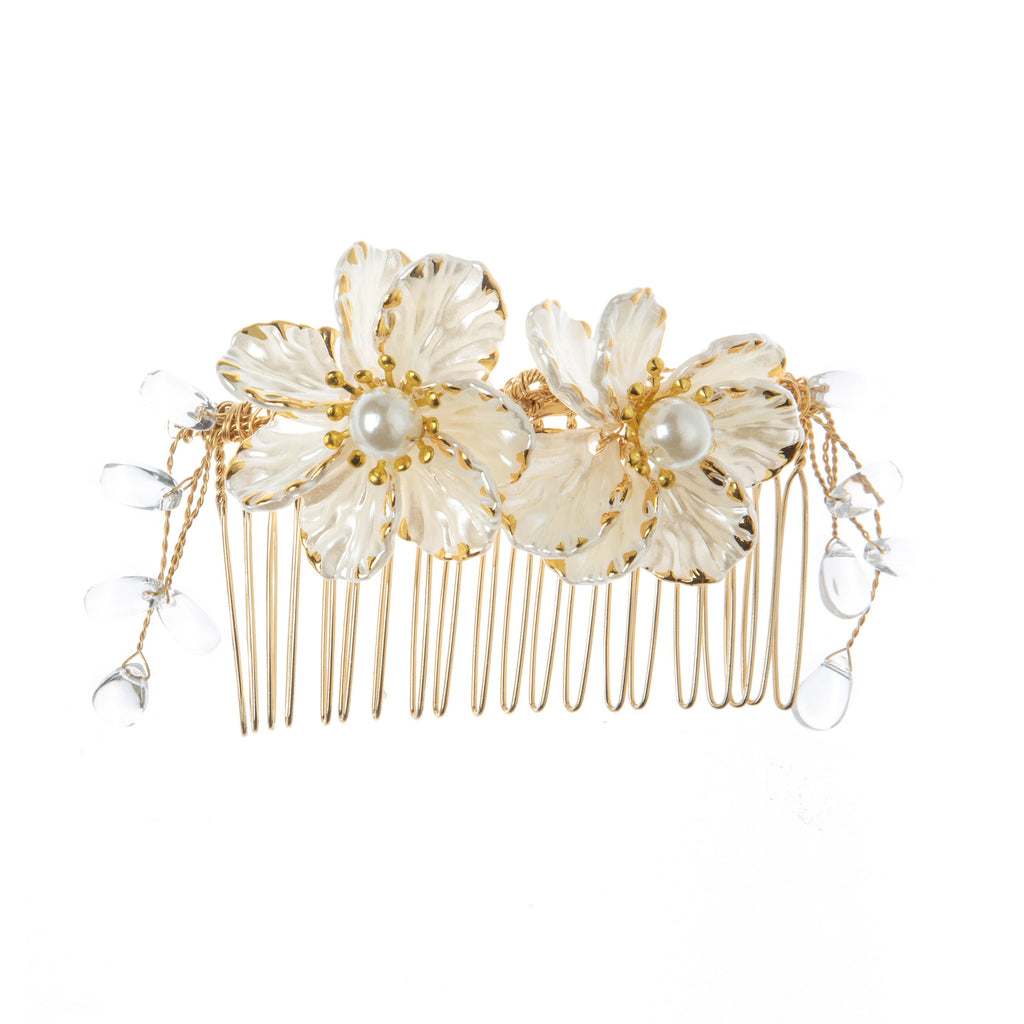Floral Rhinestone Hair Comb L4601