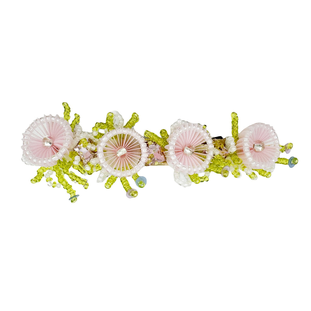 Floral Seed Bead Hair Frenchbarrette L4612
