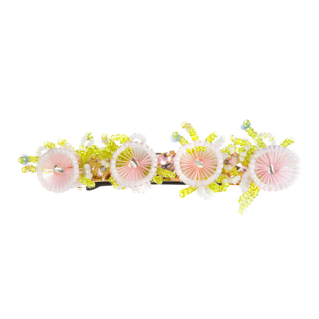 Floral Seed Bead Hair Frenchbarrette L4612