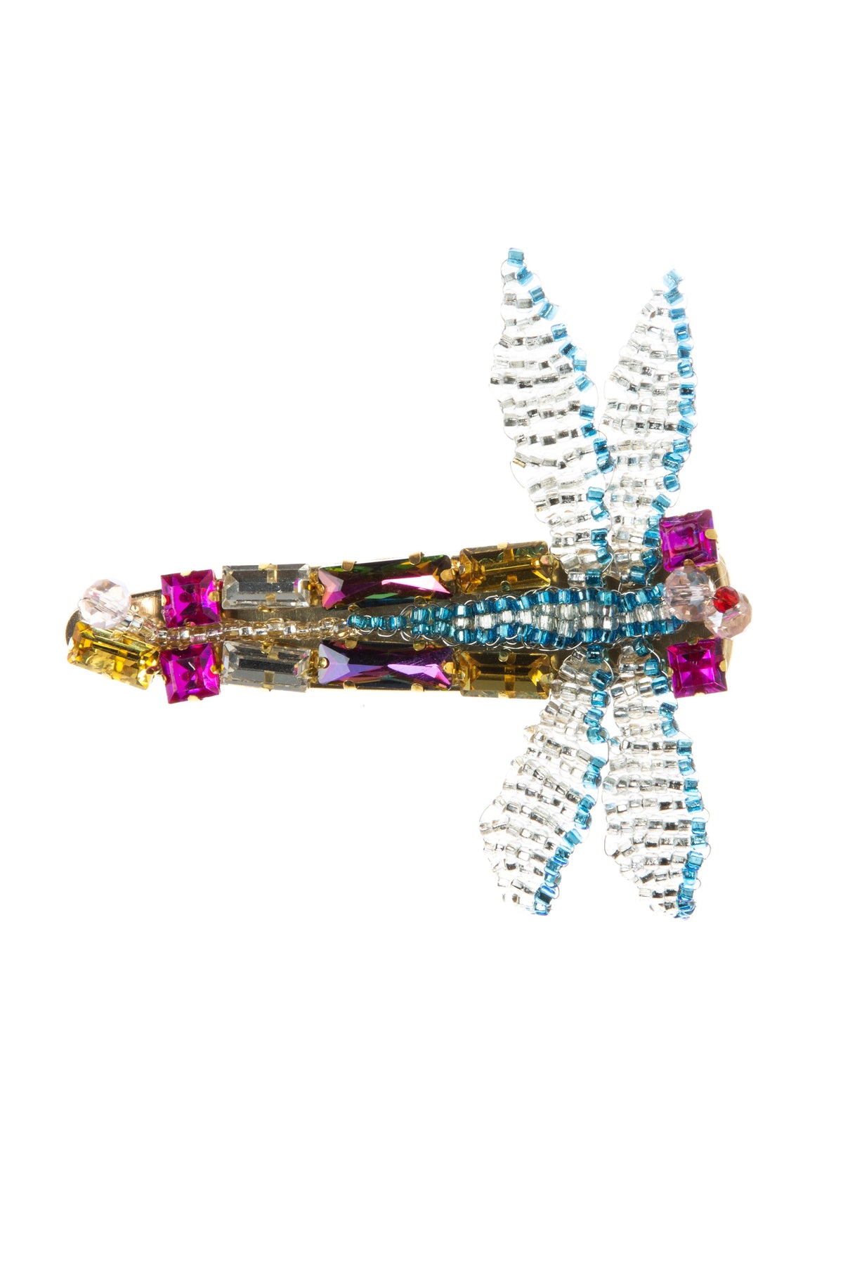 Dragonfly Seed Bead Rhinestone Hair Duckbill Clip L4621