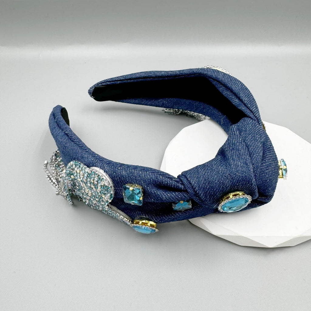 Heart Tassel Rhinestone Demin Headband L4642