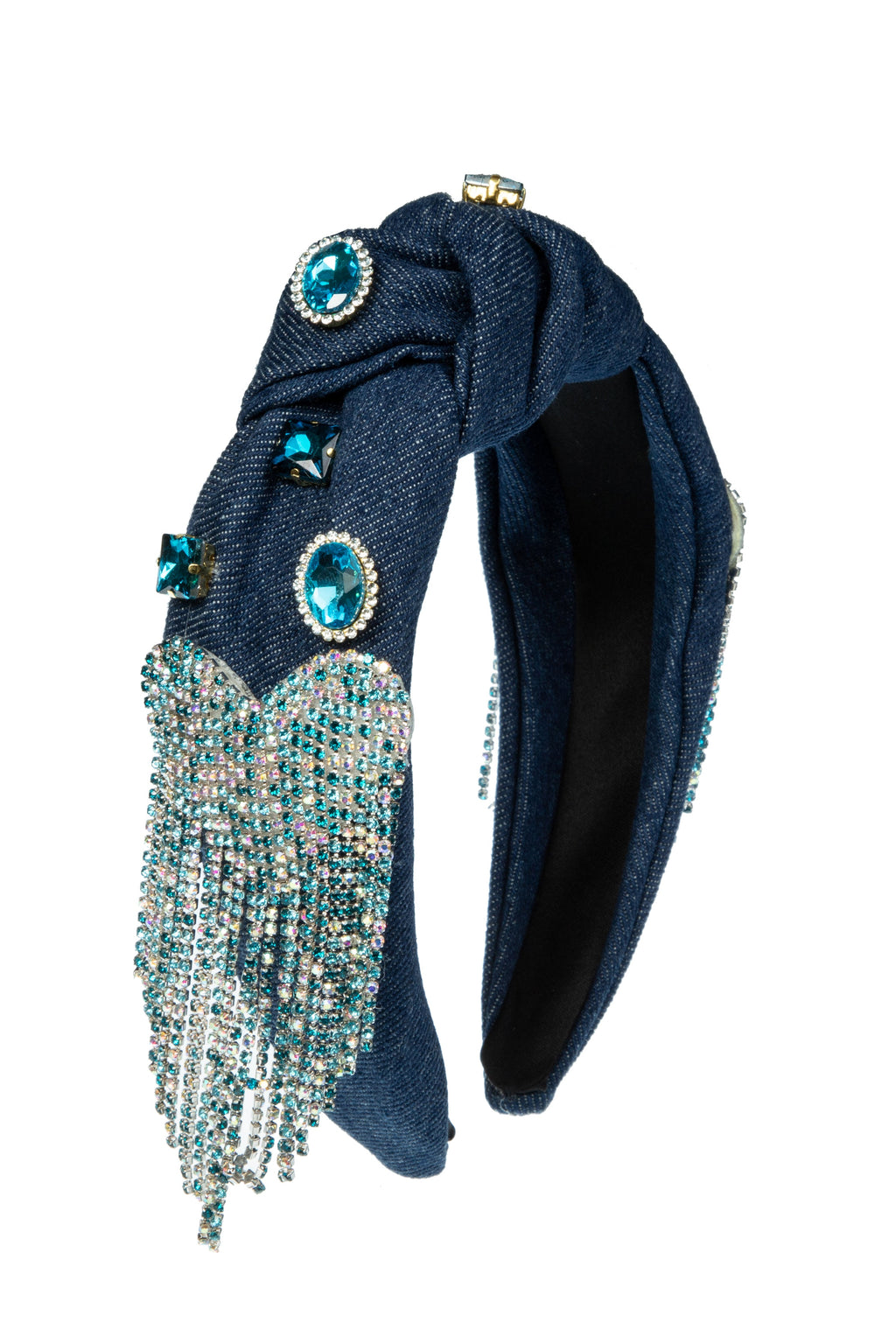 Heart Tassel Rhinestone Demin Headband L4642