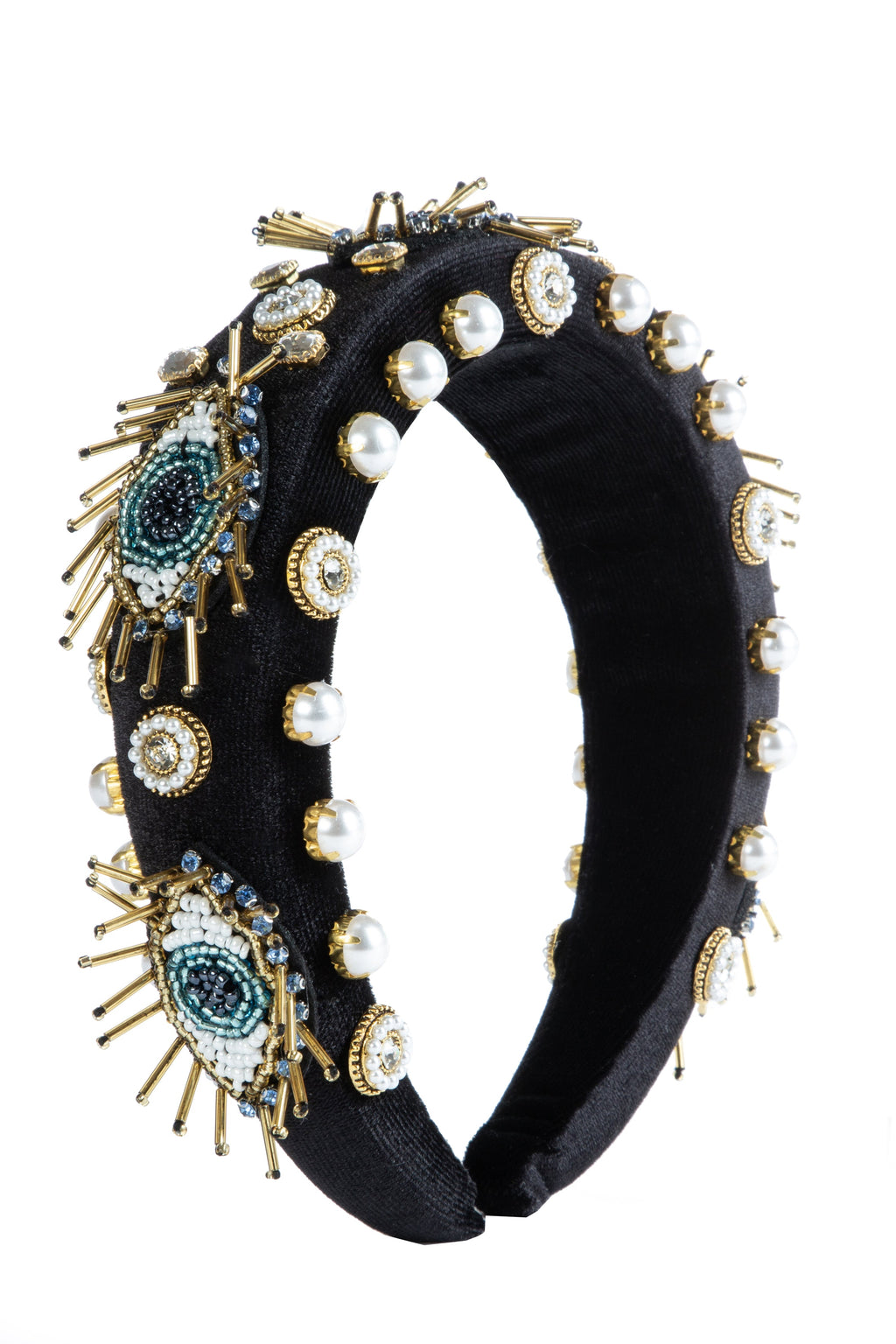 Evil Eye Seed Bead Sponge Headband L4649