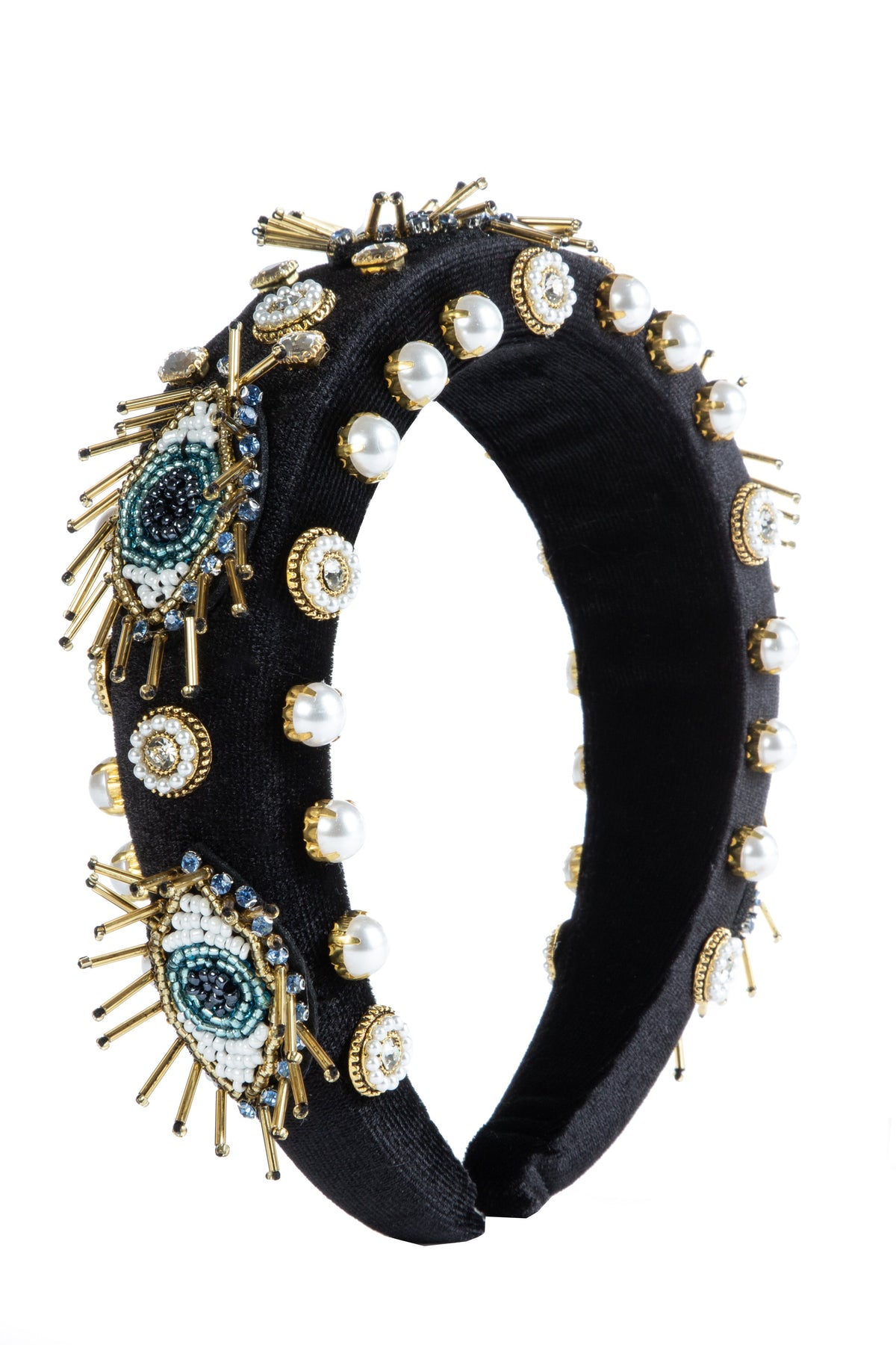 Evil Eye Seed Bead Sponge Headband L4649