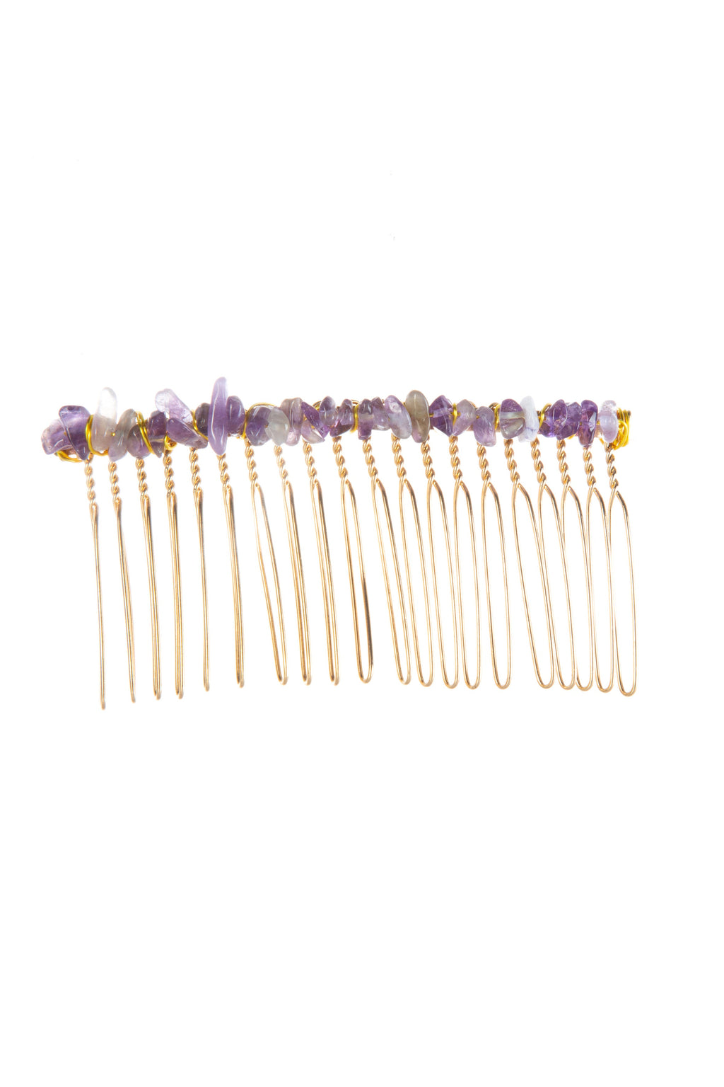 Irregular Natural Stone Hair Comb L4668-Gold