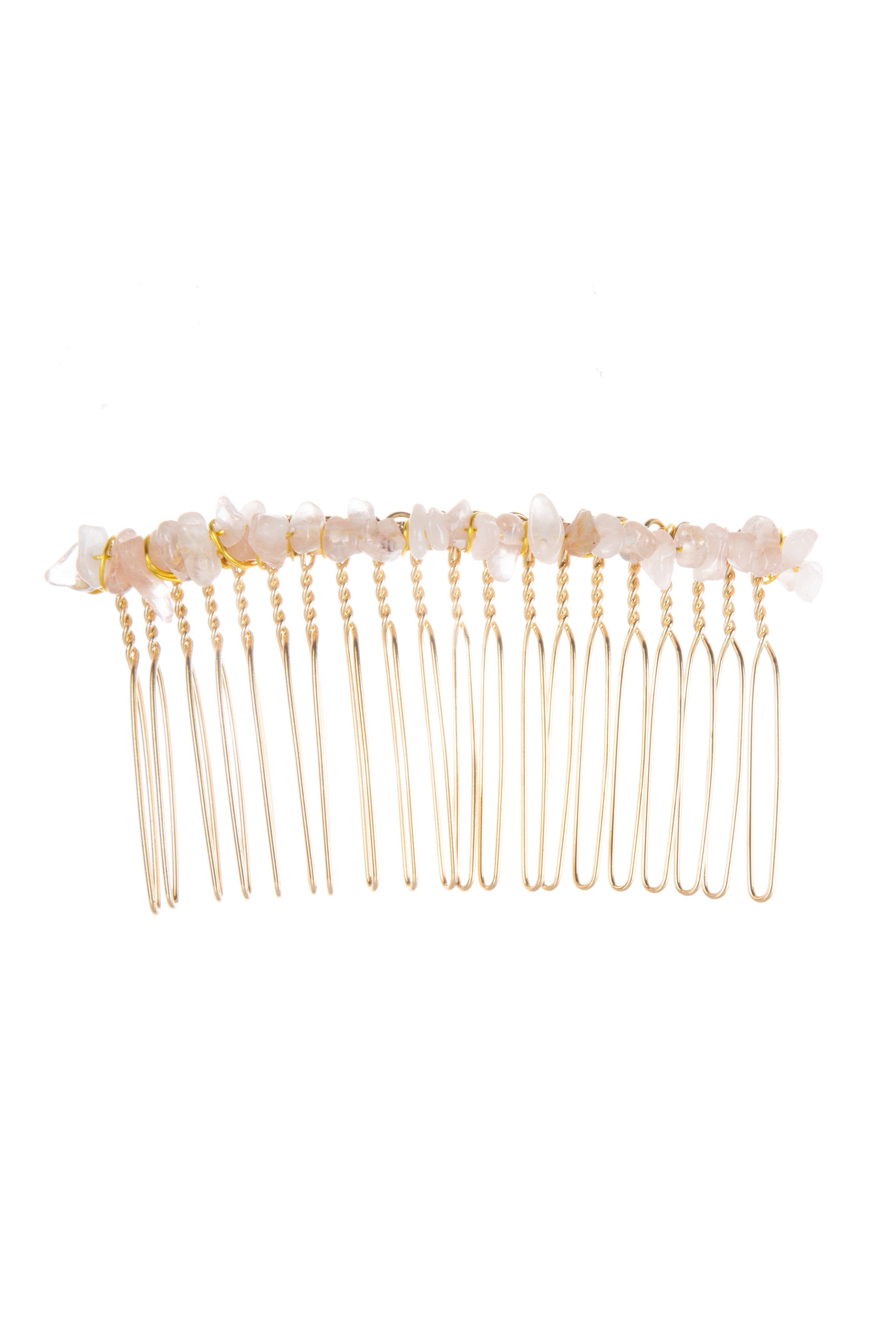 Irregular Natural Stone Hair Comb L4668-Gold