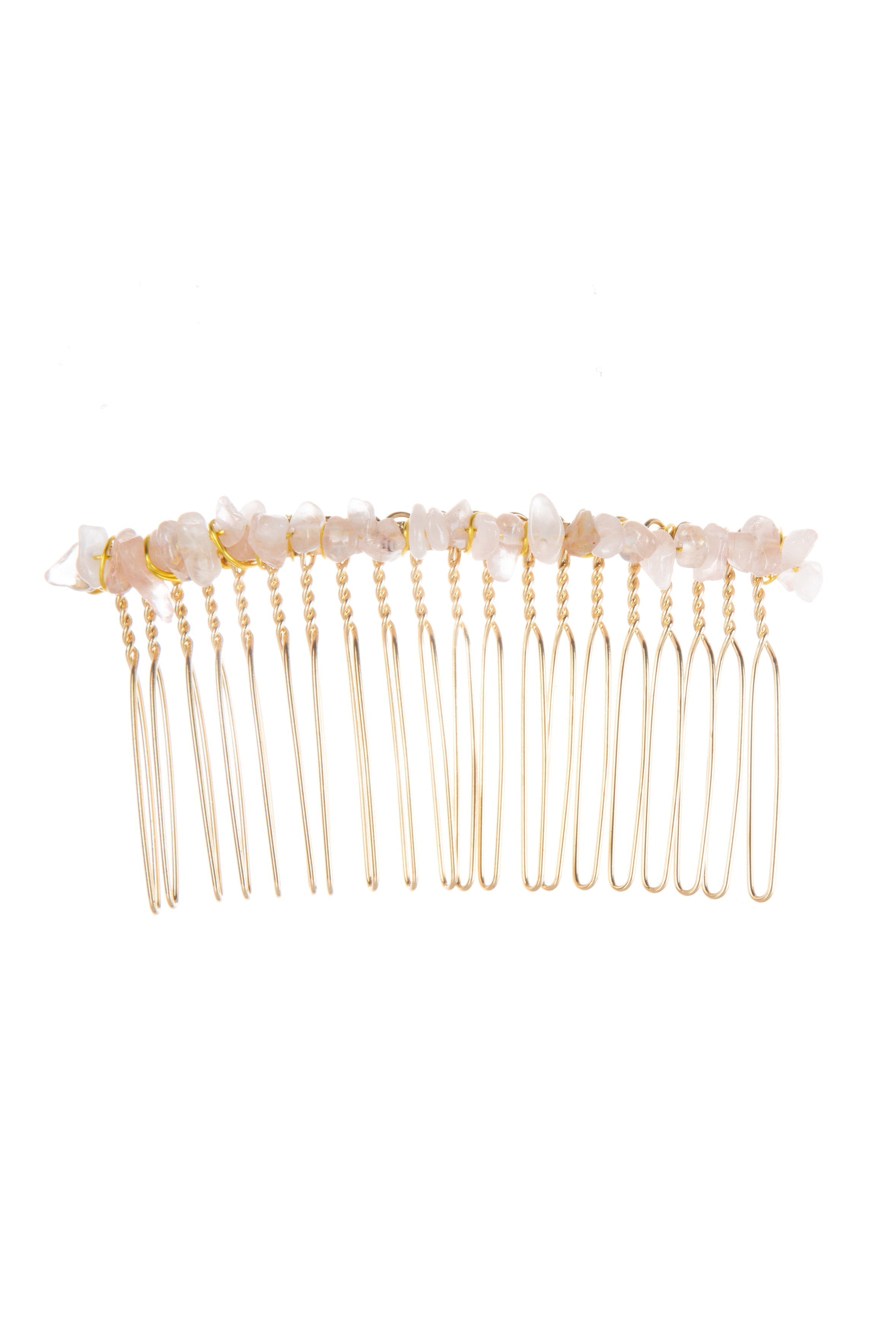 Irregular Natural Stone Hair Comb L4668-Gold