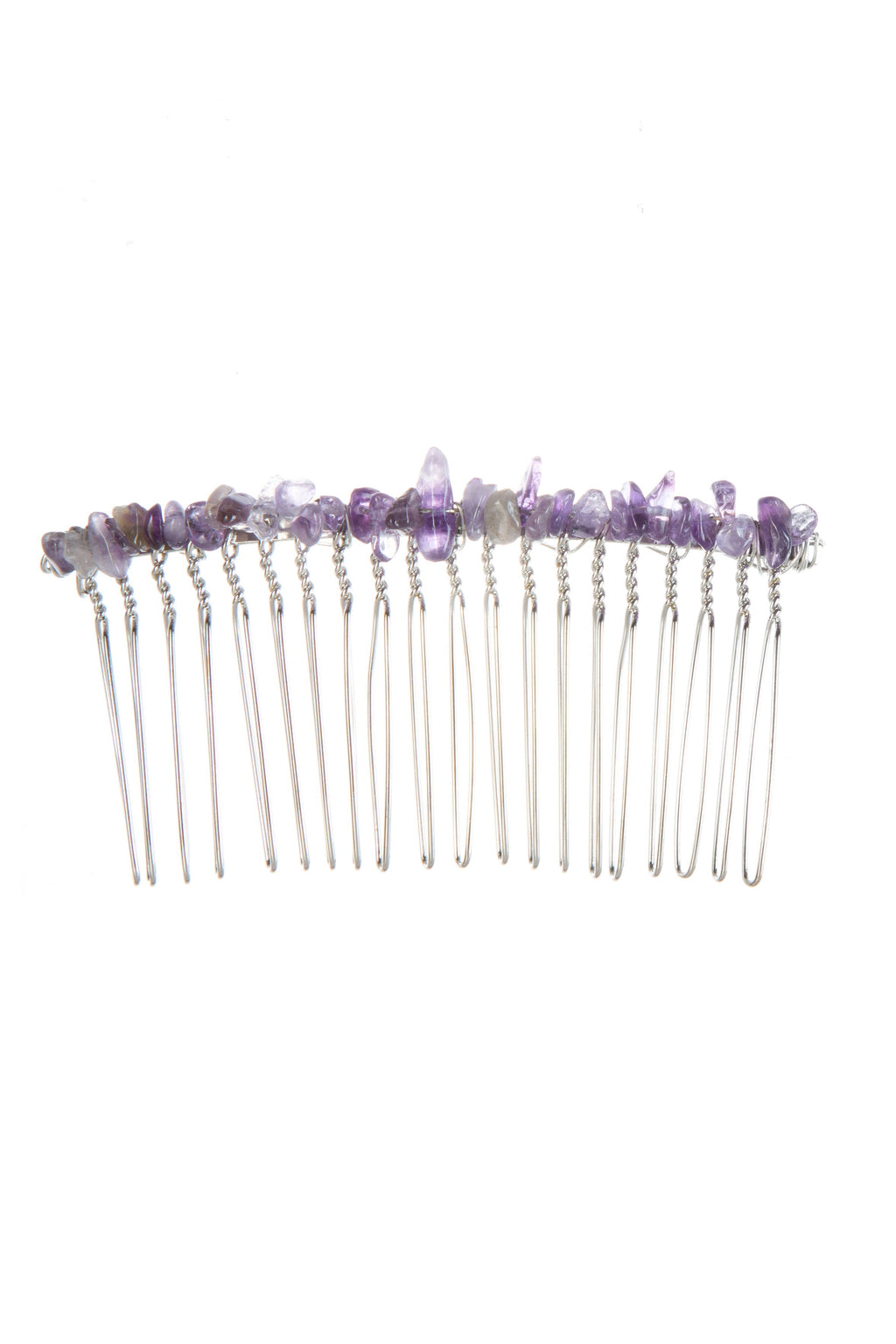 Irregular Natural Stone Hair Comb L4668-Silver - view 4
