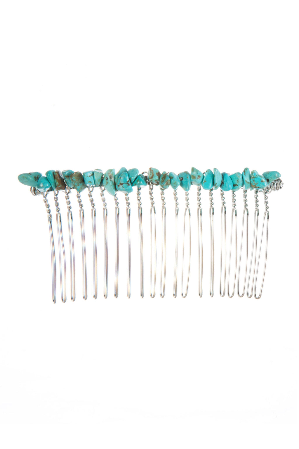 Irregular Natural Stone Hair Comb L4668-Silver