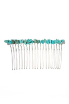 Irregular Natural Stone Hair Comb L4668-Silver