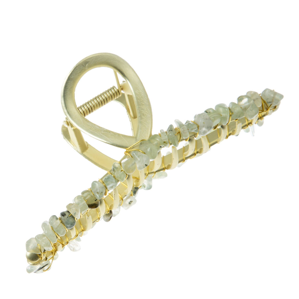 Irregular Natural Stone Cross Hair Clip L4671-GD