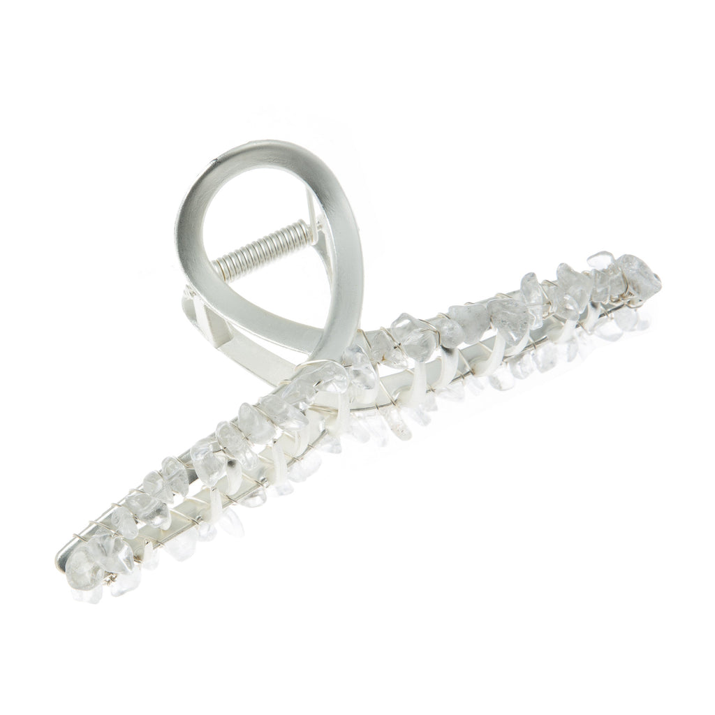 Irregular Natural Stone Cross Hair Clip L4671-SL