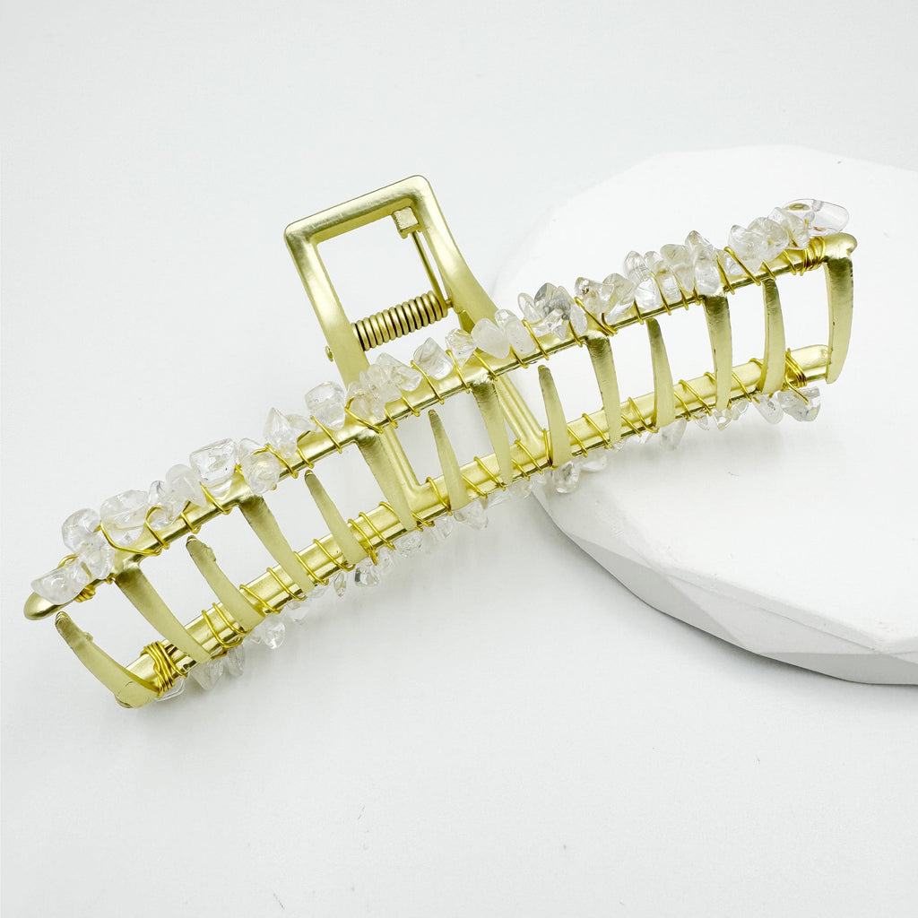 Irregular Natural Stone Hair Clip L4672-GD