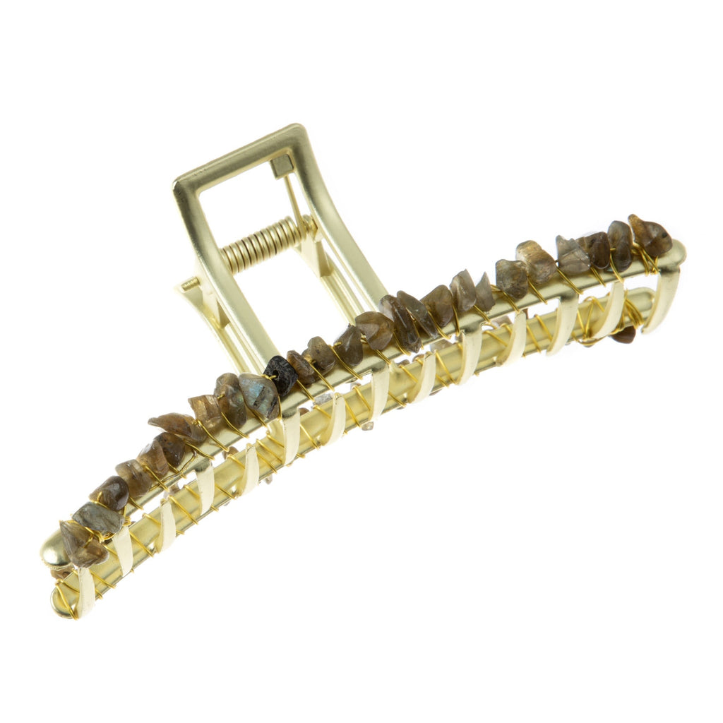 Irregular Natural Stone Hair Clip L4672-GD