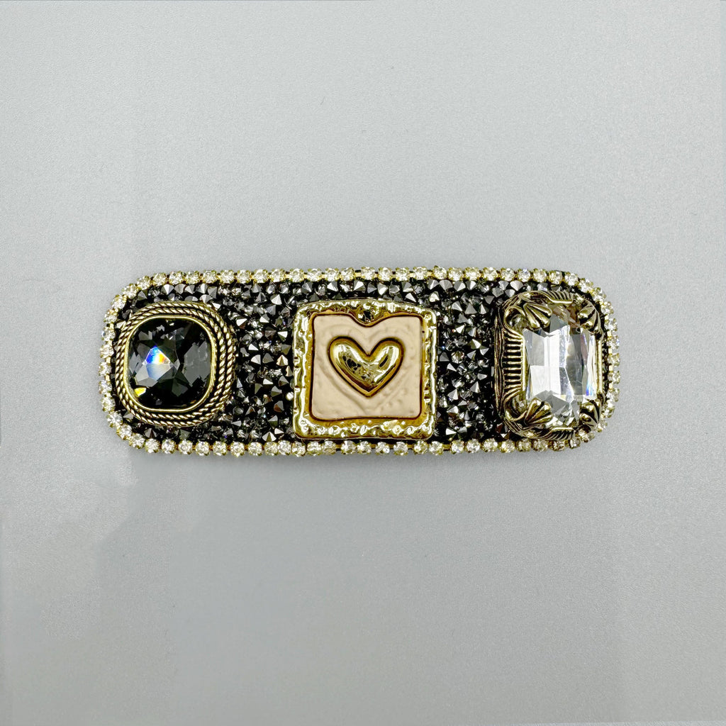 Geometry Heart Rhinestone Rectangle Hair Snap Clip L4683