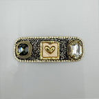 Geometry Heart Rhinestone Rectangle Hair Snap Clip L4683