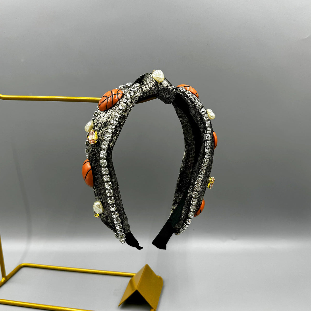 Basketball Rhinestone Fabric Headband L4694