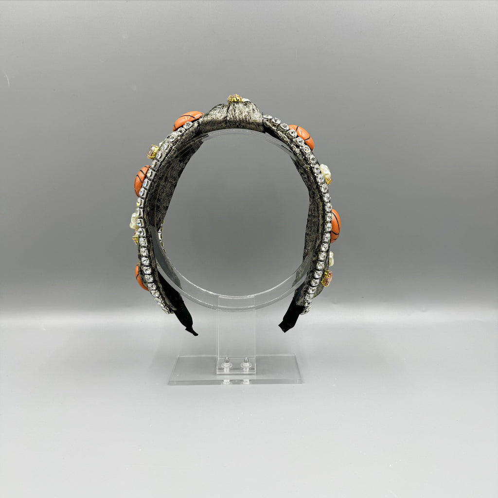 Basketball Rhinestone Fabric Headband L4694
