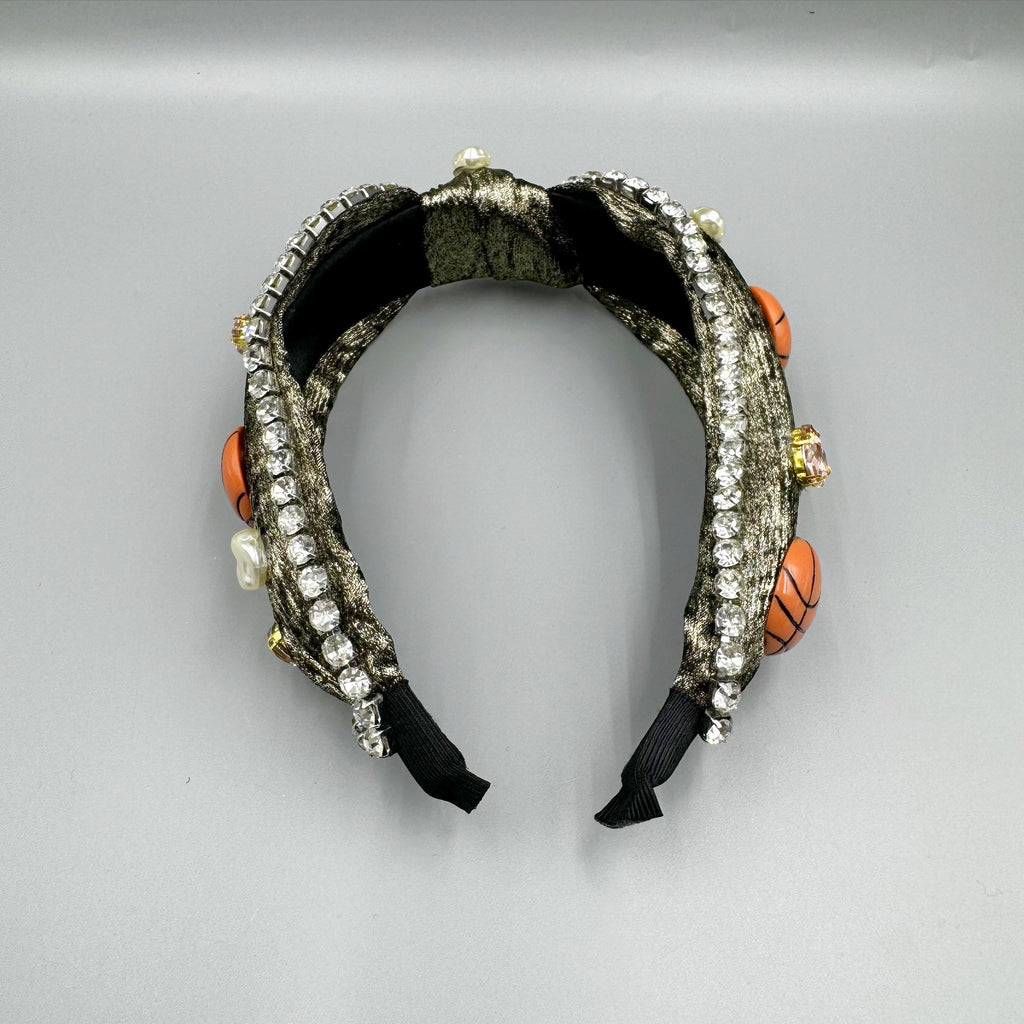Basketball Rhinestone Fabric Headband L4694