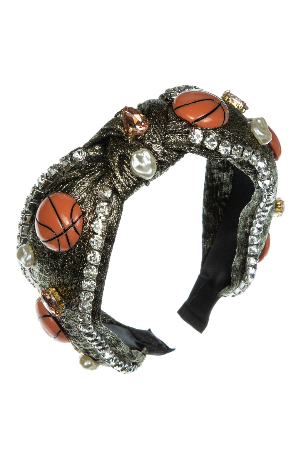 Basketball Rhinestone Fabric Headband L4694