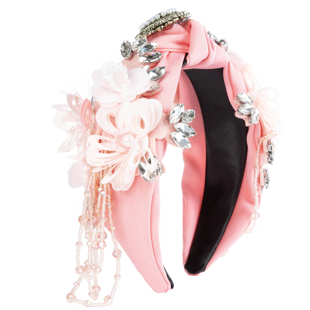 Floral Seed Bead Tassel Rhinestone Headband L4699