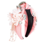 Floral Seed Bead Tassel Rhinestone Headband L4699