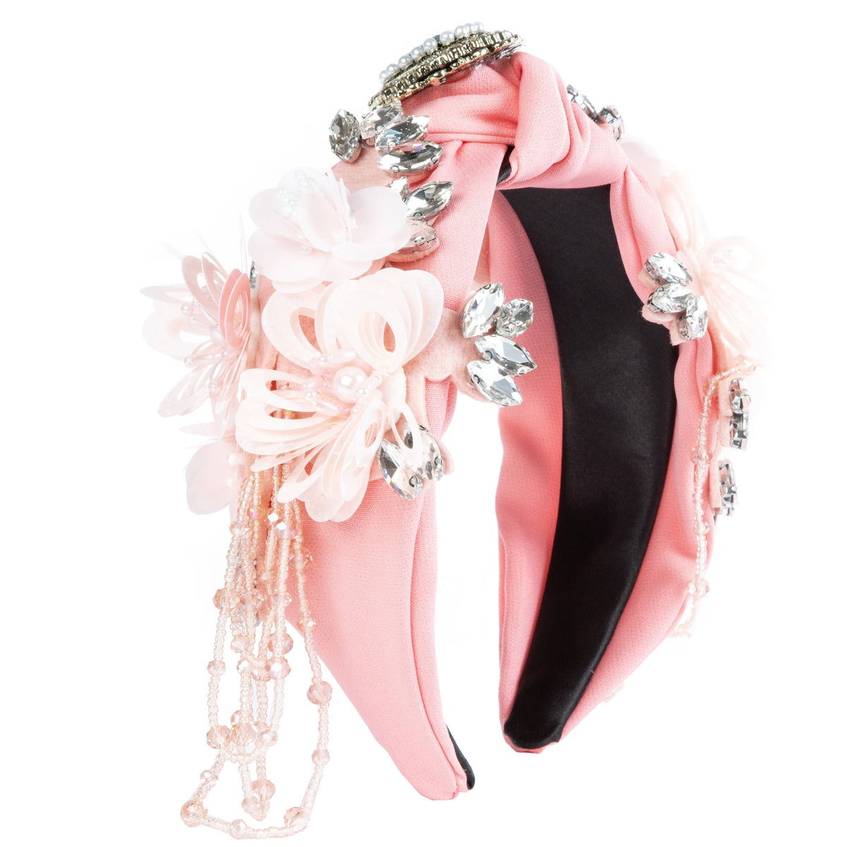 Floral Seed Bead Tassel Rhinestone Headband L4699