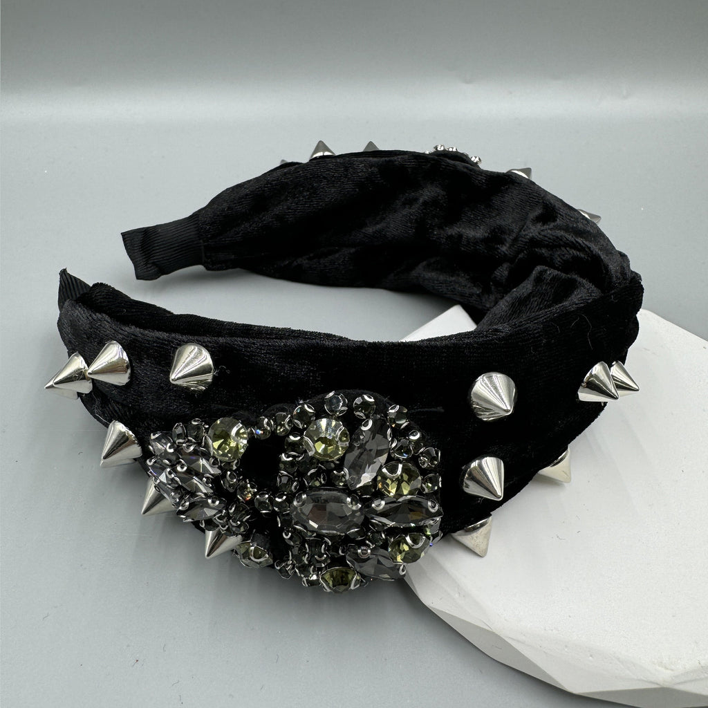 Gothic Skull Rhinestone Rivet Headband L4701