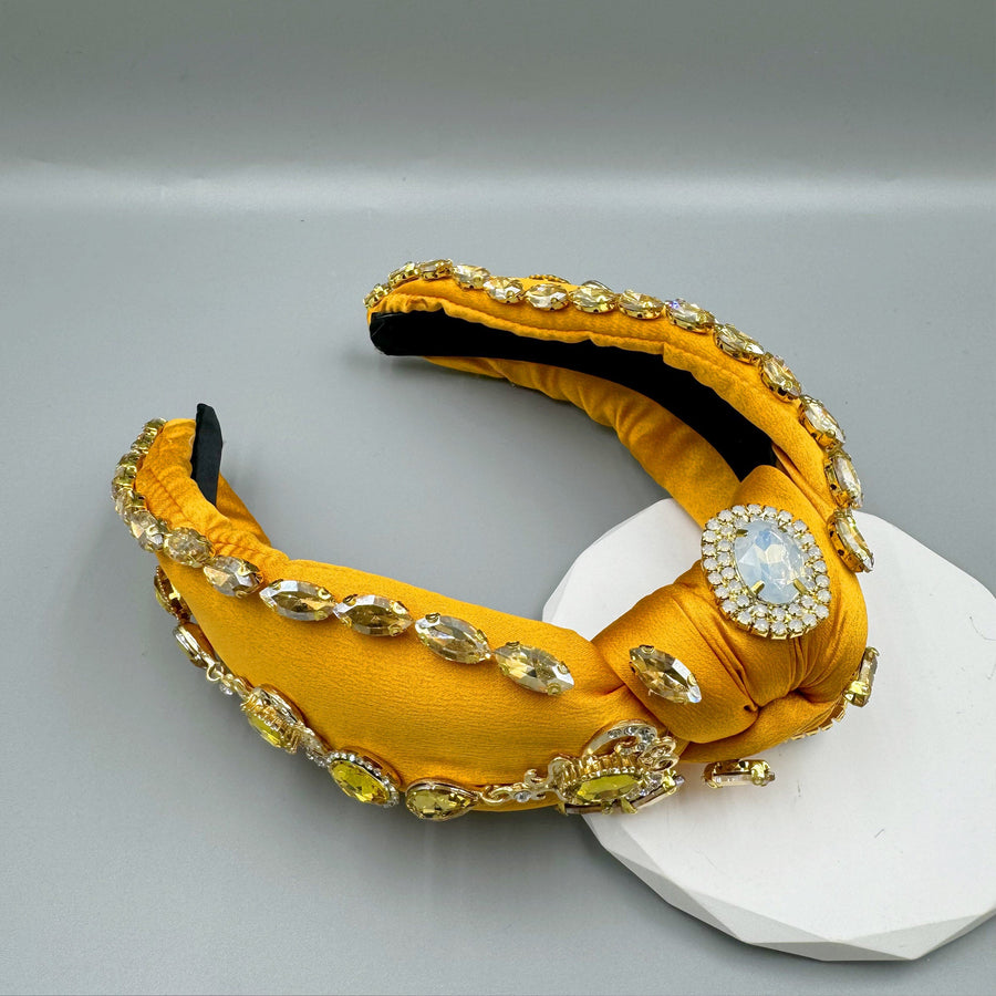 Baroque Rhinestone Knotted Fabric Headband L4708
