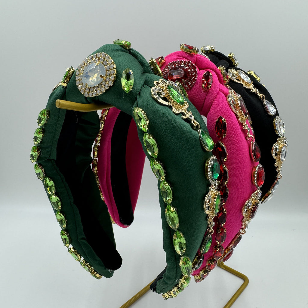 Baroque Rhinestone Knotted Fabric Headband L4708