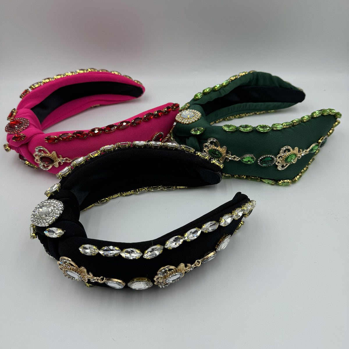 Baroque Rhinestone Knotted Fabric Headband L4708