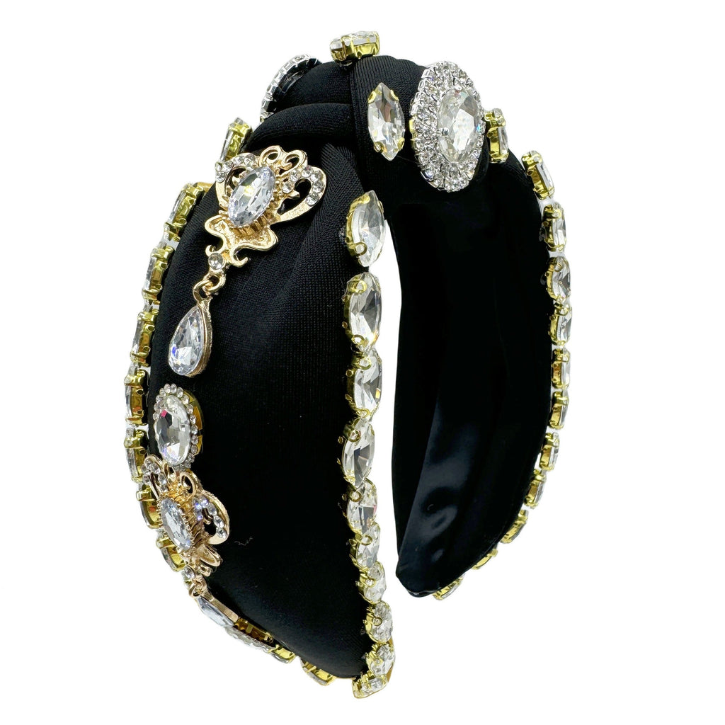 Baroque Rhinestone Knotted Fabric Headband L4708