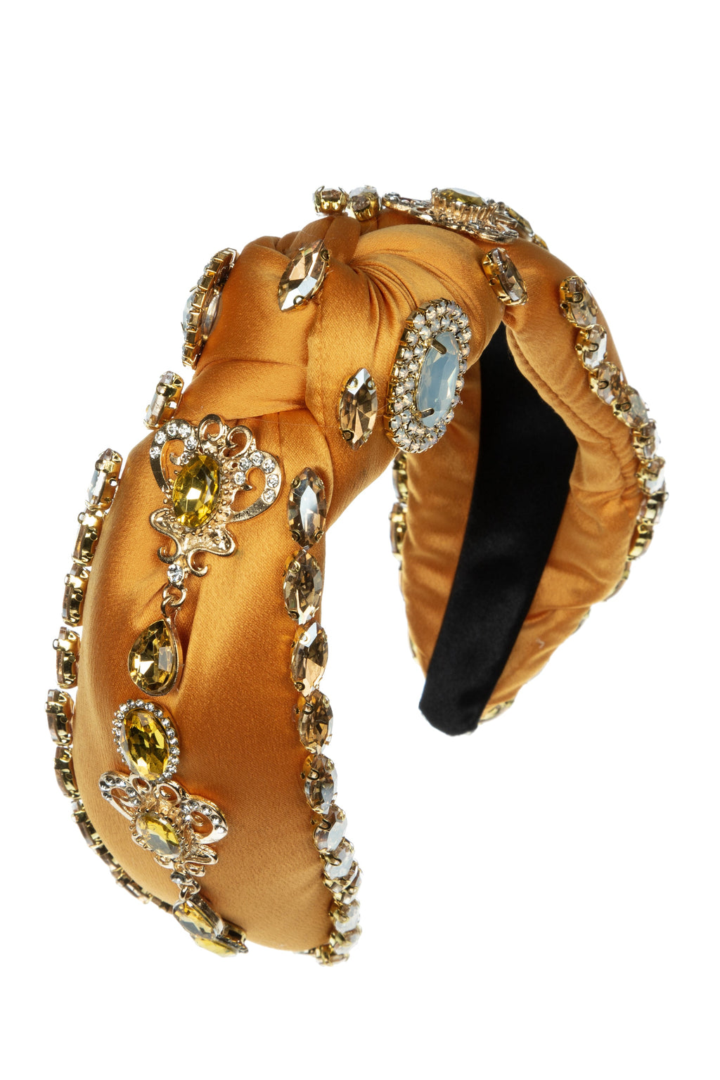 Baroque Rhinestone Knotted Fabric Headband L4708
